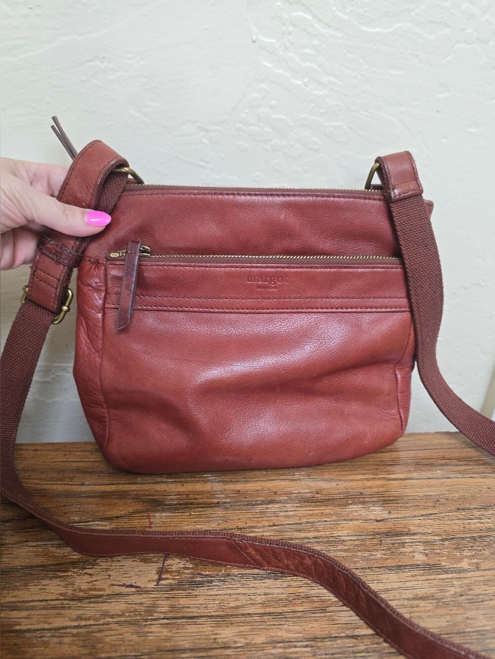 margot Leather Crossbody Bag in Dark Brown